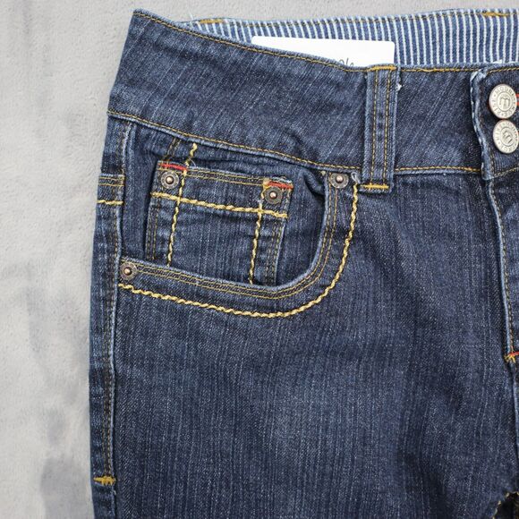 Modbe Pants Womens 12 Blue Bootcut Mid Rise Button Pocket Dark Wash Denim Jeans - Picture 9 of 16